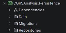 Persistence project structure shown in Rider