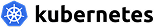 „Kubernetes-Logo: Ein blaues Steuerrad-Symbol neben dem Schriftzug.“