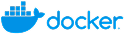 „Logo von Docker mit stilisiertem blauen Wal, der einen Containerstapel trägt.“