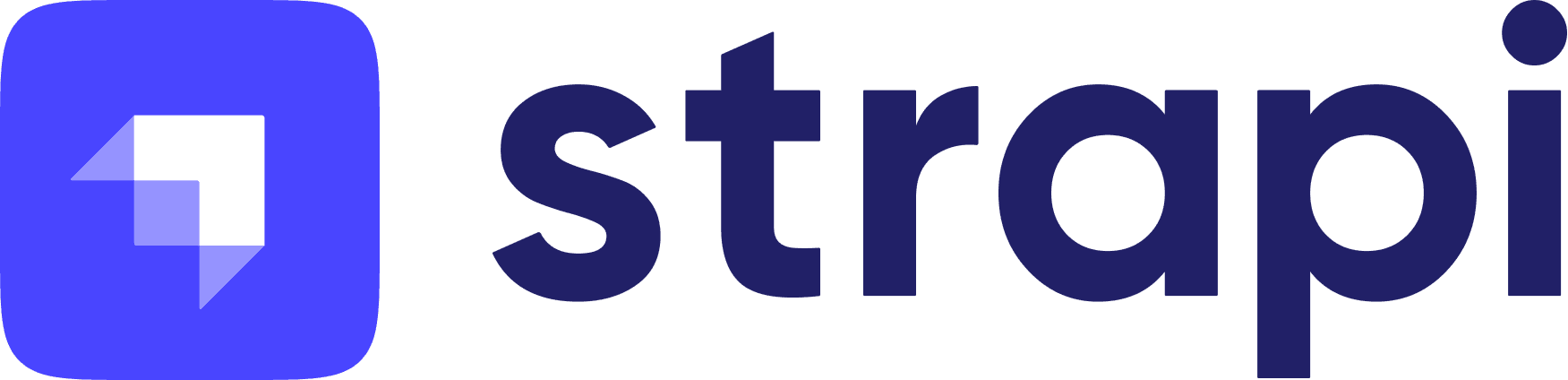 „Logo des CMS-Tools Strapi mit einem stilisierten Pfeilsymbol und dem Schriftzug 'strapi'.“