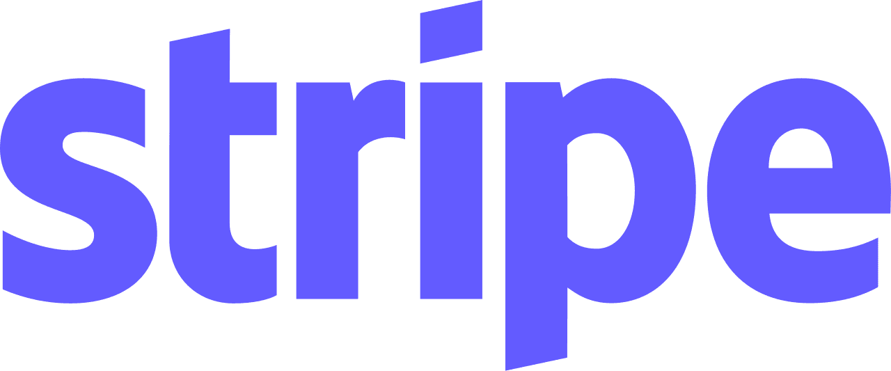 „Logo des Unternehmens Stripe in violetter Schrift.“